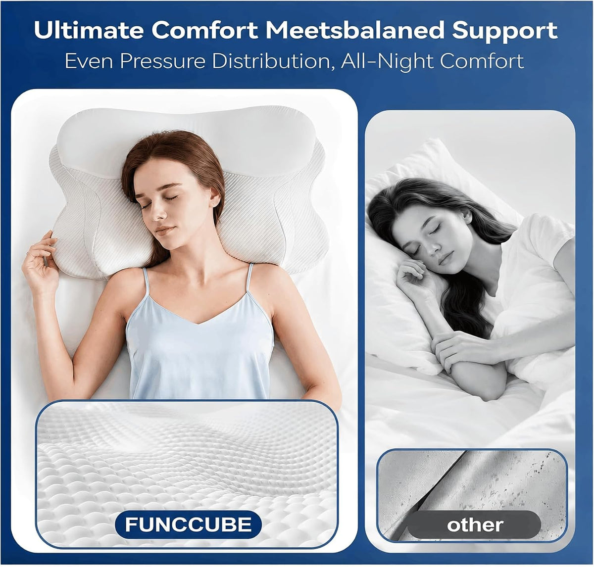Ivintra contour memory foam pillow in ivory
