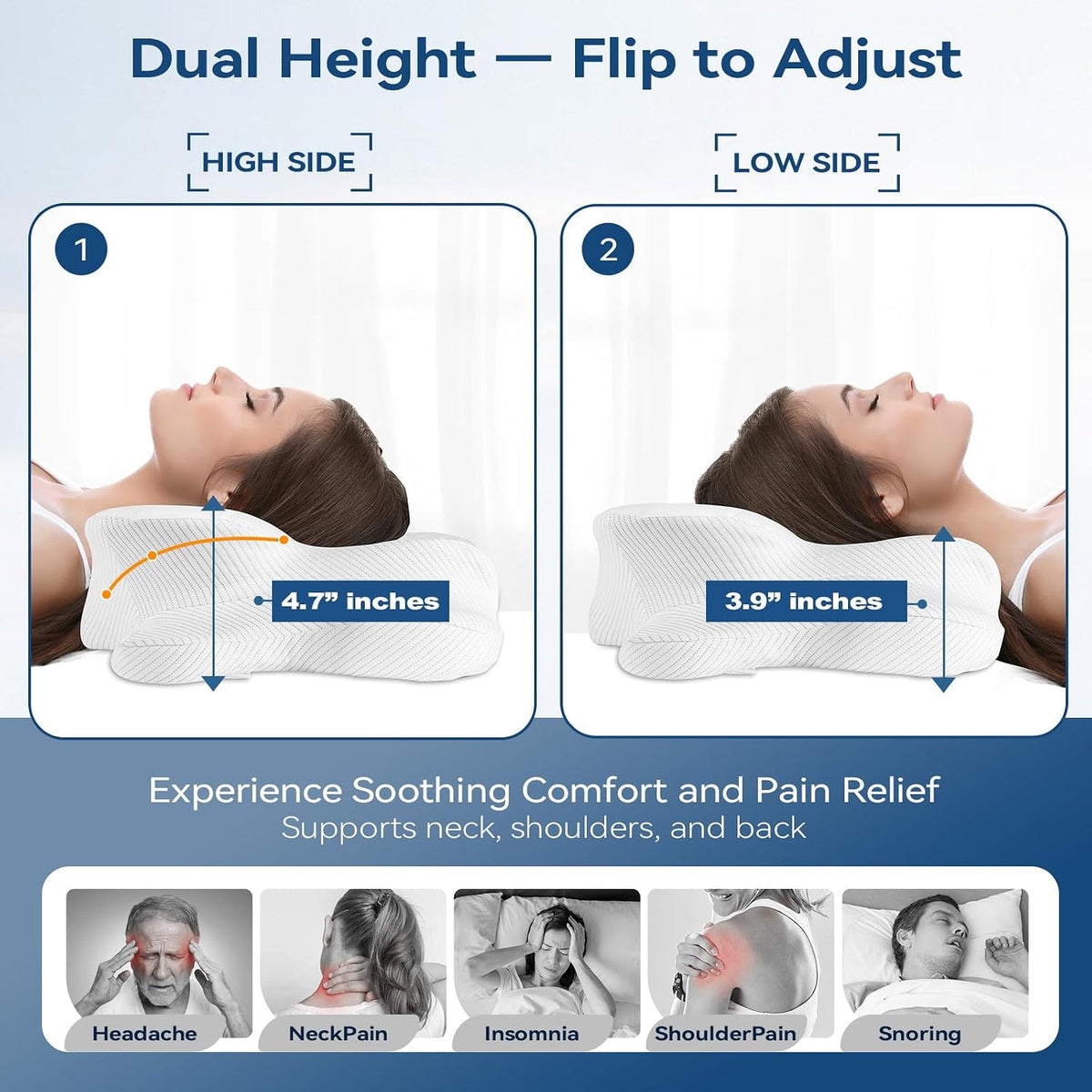 Ivintra contour memory foam pillow in ivory